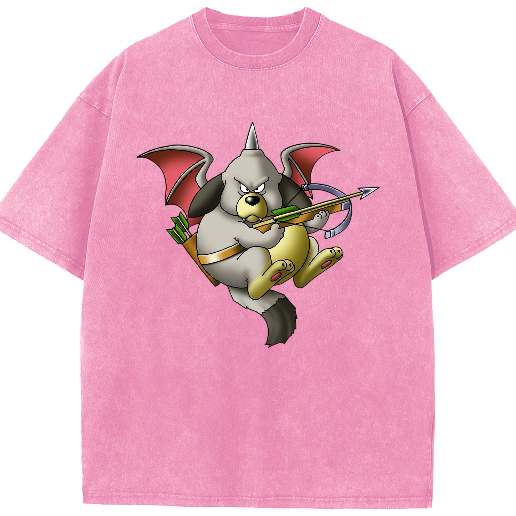 （画像用） ドラゴンクエスト Doragon Kuesuto Dragon Quest 綿100% ヴィンテージ風 半袖Tシャツ（フロントプリント）